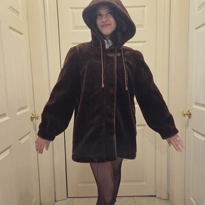 Jordache Dark Brown Teddy Jacket with Hood